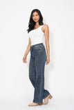 JUDY BLUE HIGH WAIST WESTERN SEAM DETAIL STRAIGHT JEAN - DARK STONE