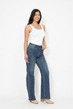 JUDY BLUE HIGH WAIST WESTERN SEAM DETAIL STRAIGHT JEAN - DARK STONE