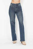 JUDY BLUE HIGH WAIST WESTERN SEAM DETAIL STRAIGHT JEAN - DARK STONE