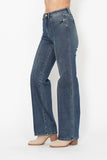 JUDY BLUE HIGH WAIST WESTERN SEAM DETAIL STRAIGHT JEAN - DARK STONE