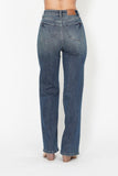 JUDY BLUE HIGH WAIST WESTERN SEAM DETAIL STRAIGHT JEAN - DARK STONE