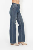 JUDY BLUE HIGH WAIST WESTERN SEAM DETAIL STRAIGHT JEAN - DARK STONE