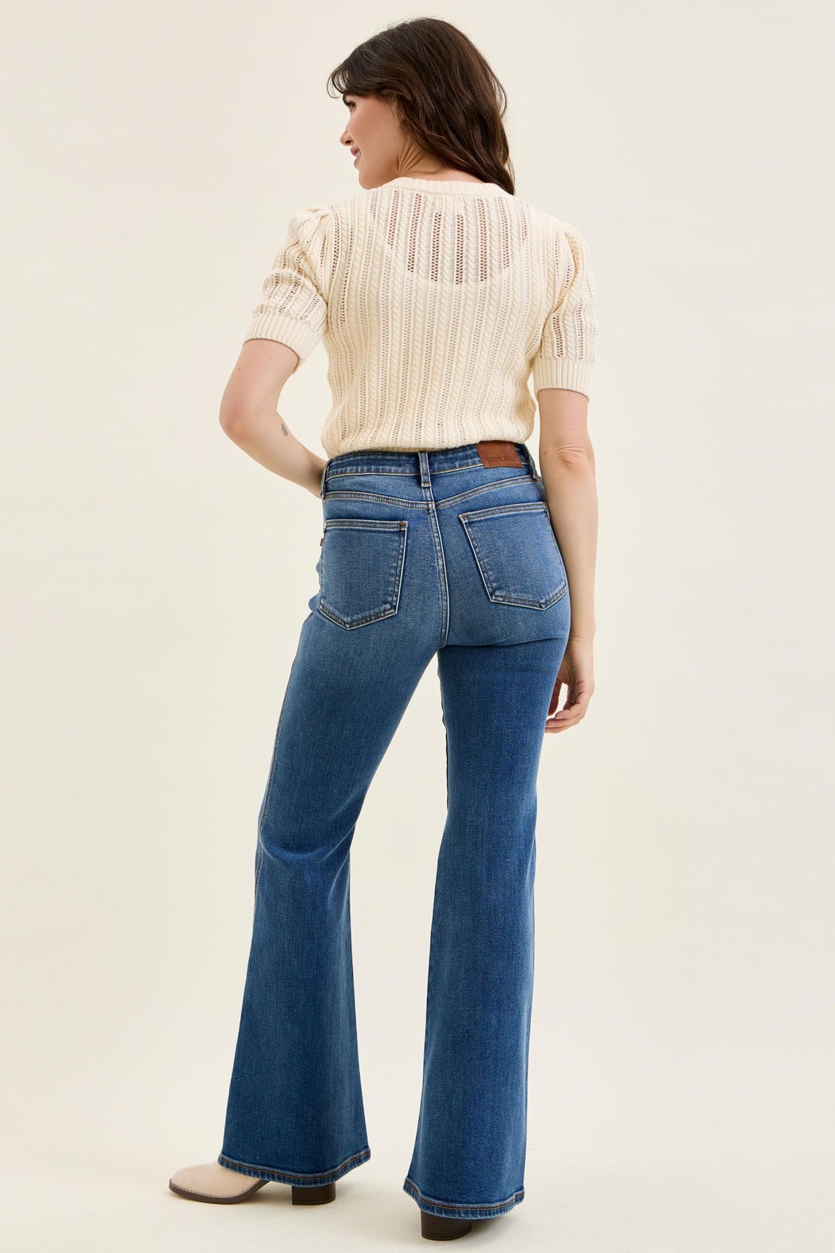 JUDY BLUE HIGH WAIST CHARLOTTE FLARE SOFT TIDE - MEDIUM STONE