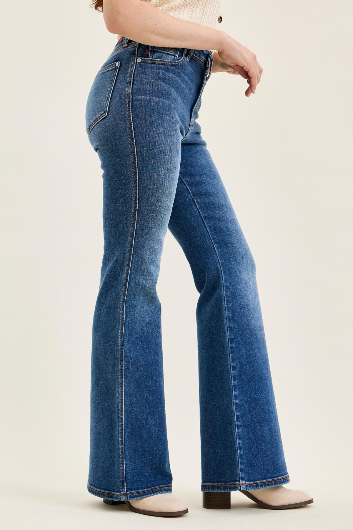 JUDY BLUE HIGH WAIST CHARLOTTE FLARE SOFT TIDE - MEDIUM STONE