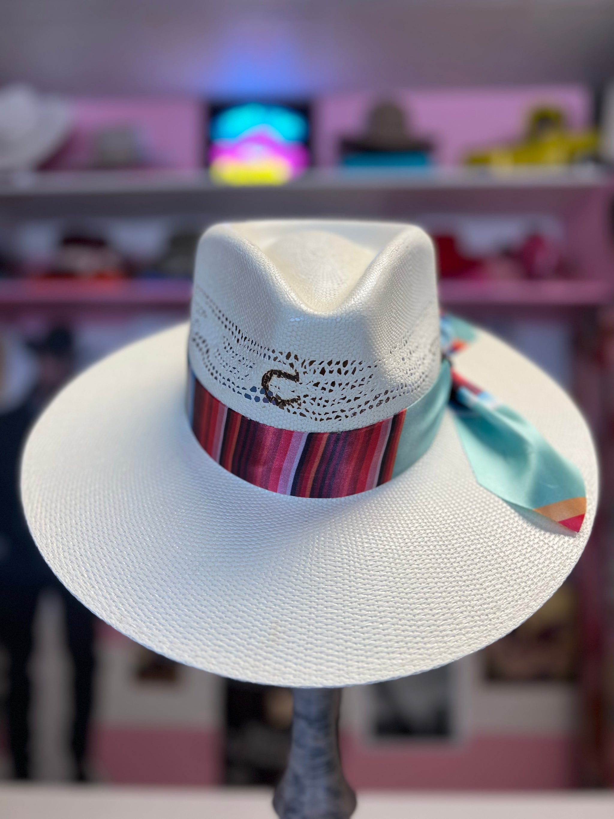 Charlie Horse Straw Hat with Serape/Colorful Band size small - New! Charlie 1 Horse Fiesta Straw Western Hat - One 2 mini Ranch main image 2