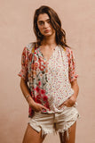 WOVEN PRINT MIX AND MATCH TOP - ROSE MIX