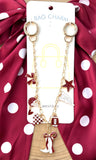 Game Day Bag Charm Boot Bow -  Burgundy and White