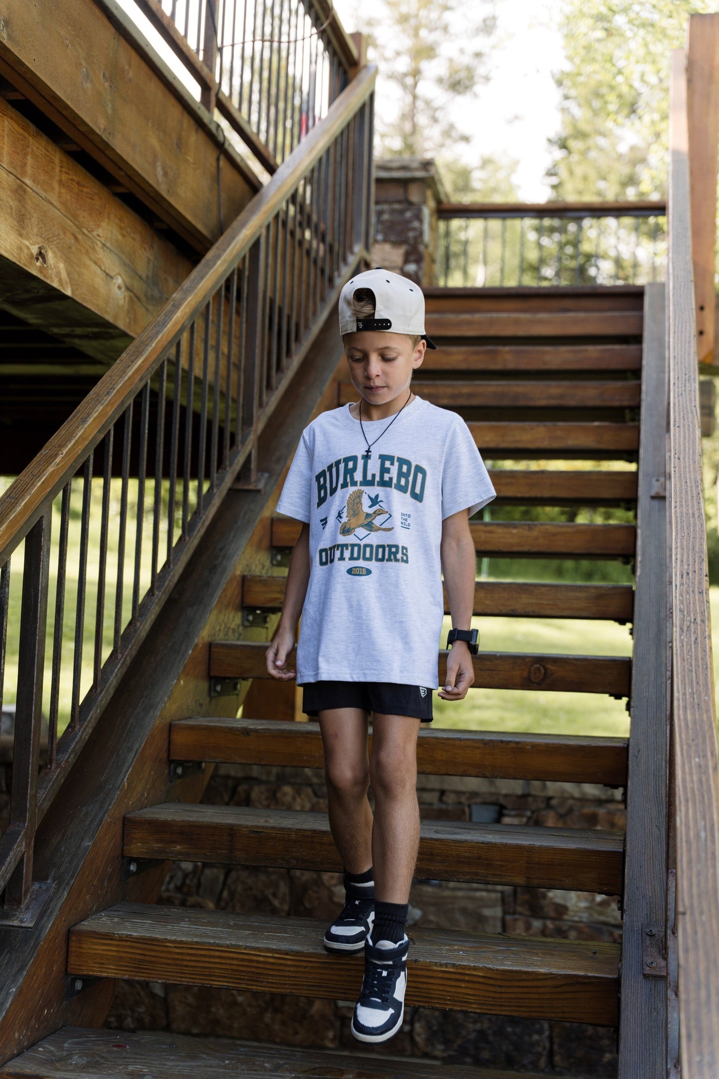 BURLEBO YOUTH SHORT SLEEVE TEE - FLY WILD - ASH GREY