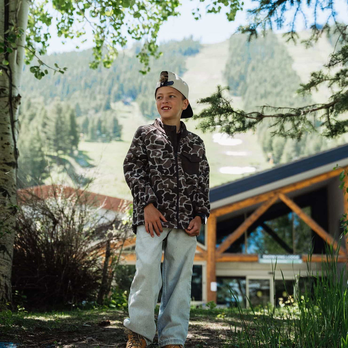 BURLEBO YOUTH MICRO FLEECE - Mallard Mayhem Camo - Brown