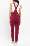 JUDY BLUE HIGH WAIST GARMENT DYED DOUBLE CUFF OVERALL BOYFRIEND FIT - MAROON