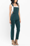 JUDY BLUE HIGH WAIST GARMENT DYED DOUBLE CUFF OVERALL BOYFRIEND FIT - TEAL