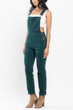 JUDY BLUE HIGH WAIST GARMENT DYED DOUBLE CUFF OVERALL BOYFRIEND FIT - TEAL