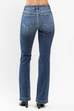 JUDY BLUE MID RISE HAND SAND & DESTROY BOOTCUT JEAN - DARK STONE