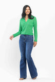 JUDY BLUE HIGH WAIST WIDE HEM FLARE JEANS - MEDIUM STONE