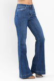 JUDY BLUE HIGH WAIST WIDE HEM FLARE JEANS - MEDIUM STONE