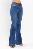 JUDY BLUE HIGH WAIST WIDE HEM FLARE JEANS - MEDIUM STONE