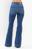 JUDY BLUE HIGH WAIST WIDE HEM FLARE JEANS - MEDIUM STONE