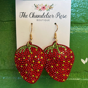Strawberry Rhinestone Hook Earrings