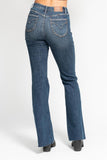 JUDY BLUE HIGH WAIST TUMMY CONTROL SHIELD BACK POCKETS FLARE JEAN - DARK STONE