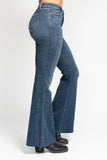 JUDY BLUE HIGH WAIST TUMMY CONTROL SHIELD BACK POCKETS FLARE JEAN - DARK STONE