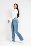 JUDY BLUE HIGH WAIST CLASSIC CONTRAST WASH BOOTCUT JEAN - MEDIUM STONE