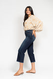 JUDY BLUE HIGH WAIST CROPPED WIDE LEG JEAN - DARK STONE