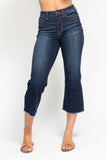 JUDY BLUE HIGH WAIST CROPPED WIDE LEG JEAN - DARK STONE