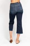 JUDY BLUE HIGH WAIST CROPPED WIDE LEG JEAN - DARK STONE