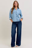 JUDY BLUE DENIM LONG SLEEVE BUTTON UP TOP