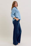 JUDY BLUE DENIM LONG SLEEVE BUTTON UP TOP