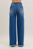JUDY BLUE HIGH WAIST COLUMN STRAIGHT BUTTON FLY & BACK WELT POCKETS - DARK STONE