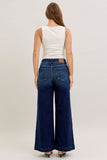 JUDY BLUE SHORT HIGH WAIST TROUSER WIDE LEG JEAN - DARK STONE