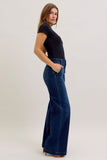 JUDY BLUE REGULAR HIGH WAIST TROUSER WIDE LEG JEAN - DARK STONE