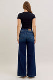 JUDY BLUE REGULAR HIGH WAIST TROUSER WIDE LEG JEAN - DARK STONE