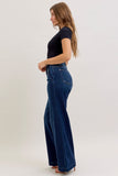 JUDY BLUE REGULAR HIGH WAIST TROUSER WIDE LEG JEAN - DARK STONE