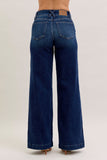 JUDY BLUE REGULAR HIGH WAIST TROUSER WIDE LEG JEAN - DARK STONE