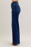 JUDY BLUE REGULAR HIGH WAIST TROUSER WIDE LEG JEAN - DARK STONE