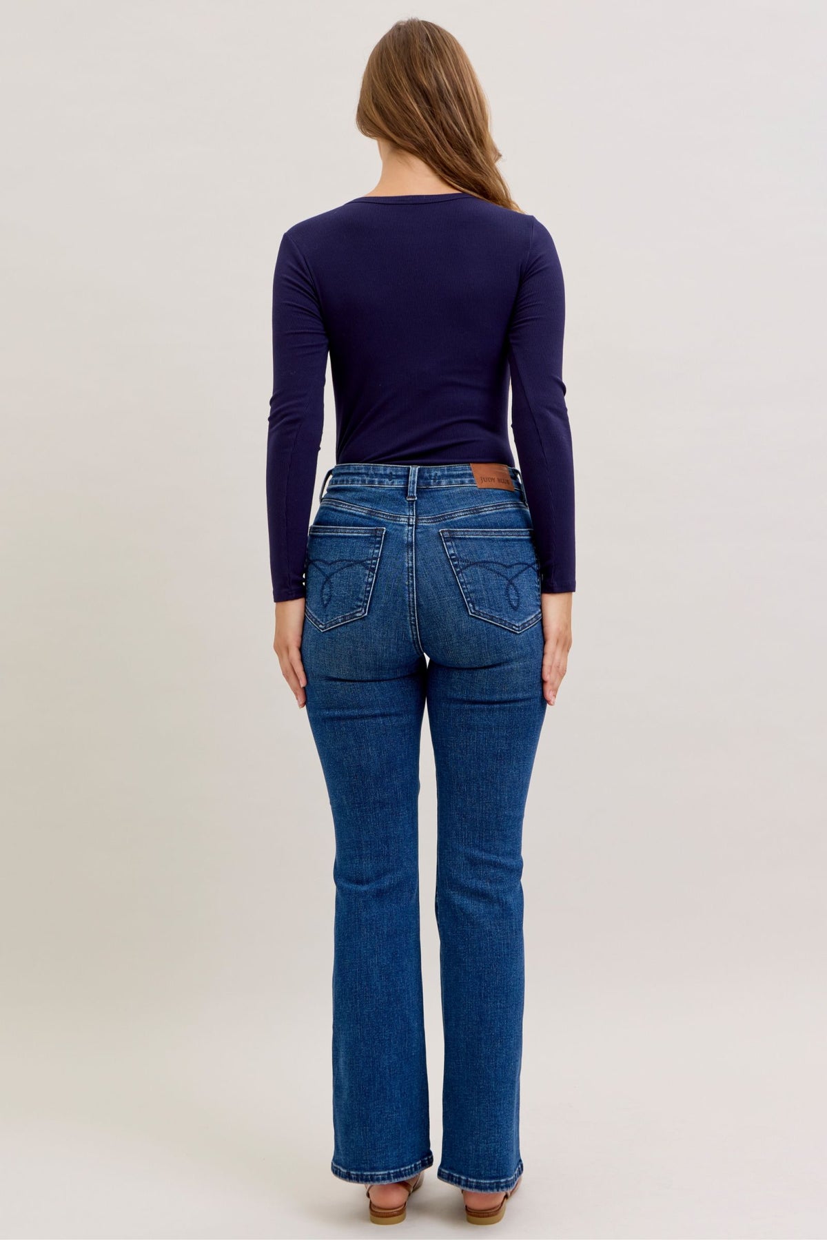 JUDY BLUE HIGH WAIST TUMMY CONTROL SHORT BOOTCUT - DARK STONE