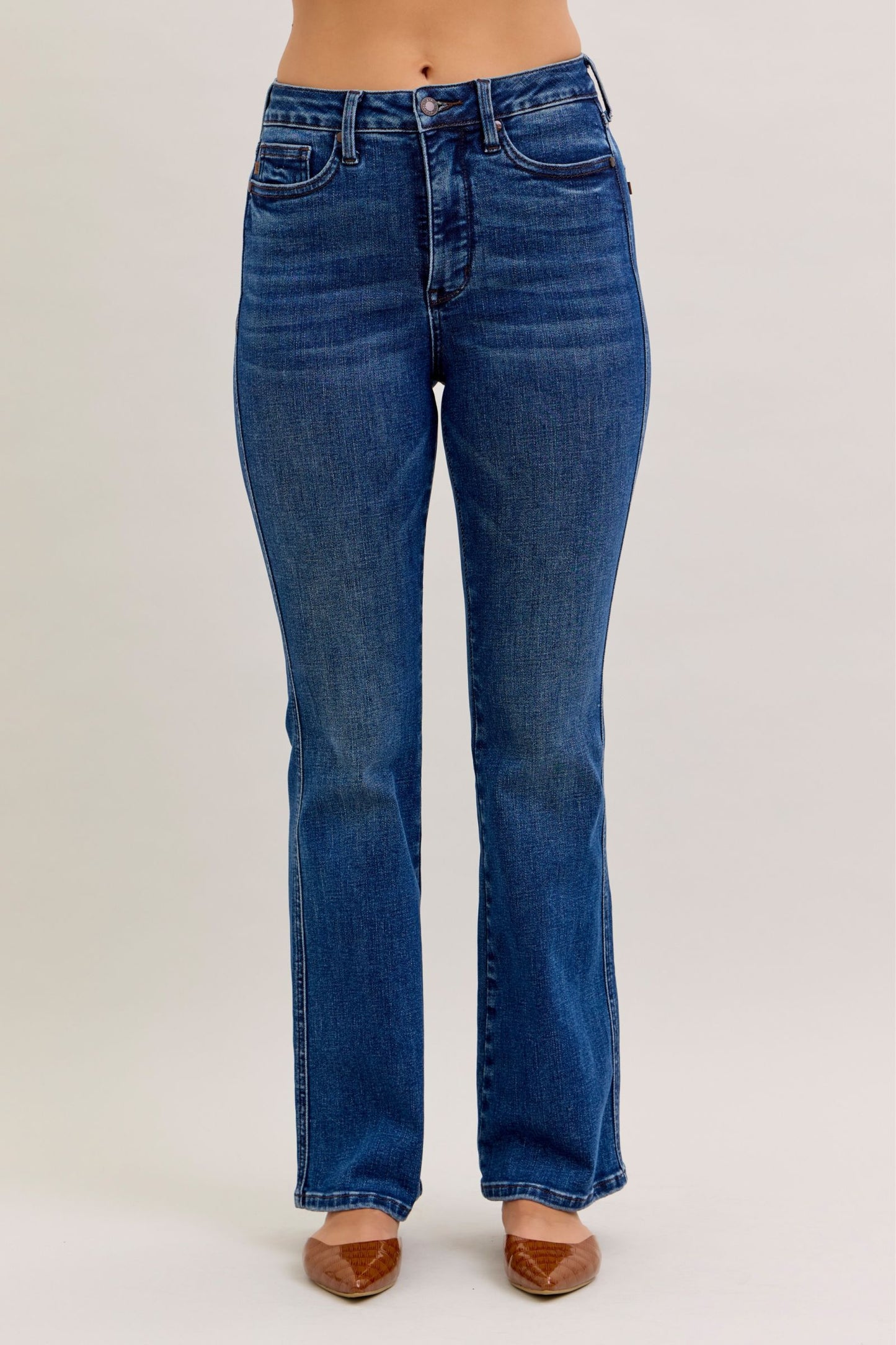 JUDY BLUE HIGH WAIST TUMMY CONTROL SHORT BOOTCUT - DARK STONE
