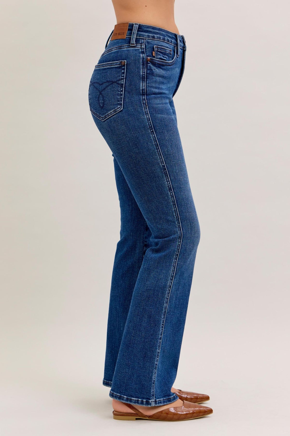 JUDY BLUE HIGH WAIST TUMMY CONTROL SHORT BOOTCUT - DARK STONE