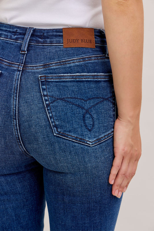 JUDY BLUE HIGH WAIST TUMMY CONTROL LONG BOOTCUT - DARK STONE