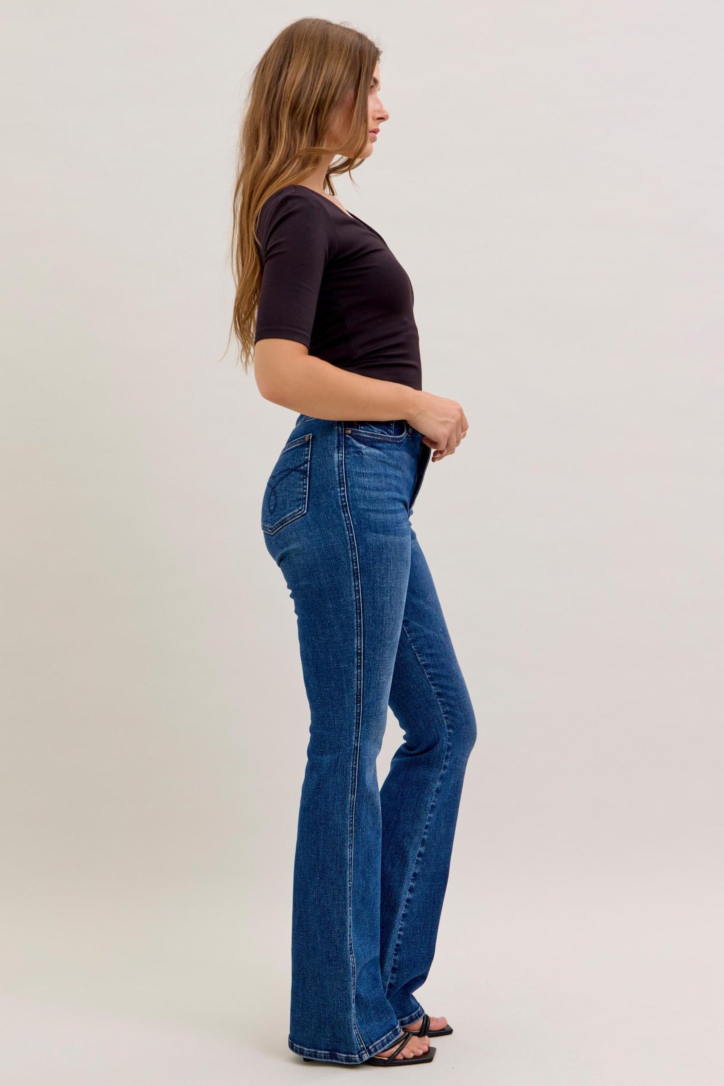 JUDY BLUE HIGH WAIST TUMMY CONTROL LONG BOOTCUT - DARK STONE