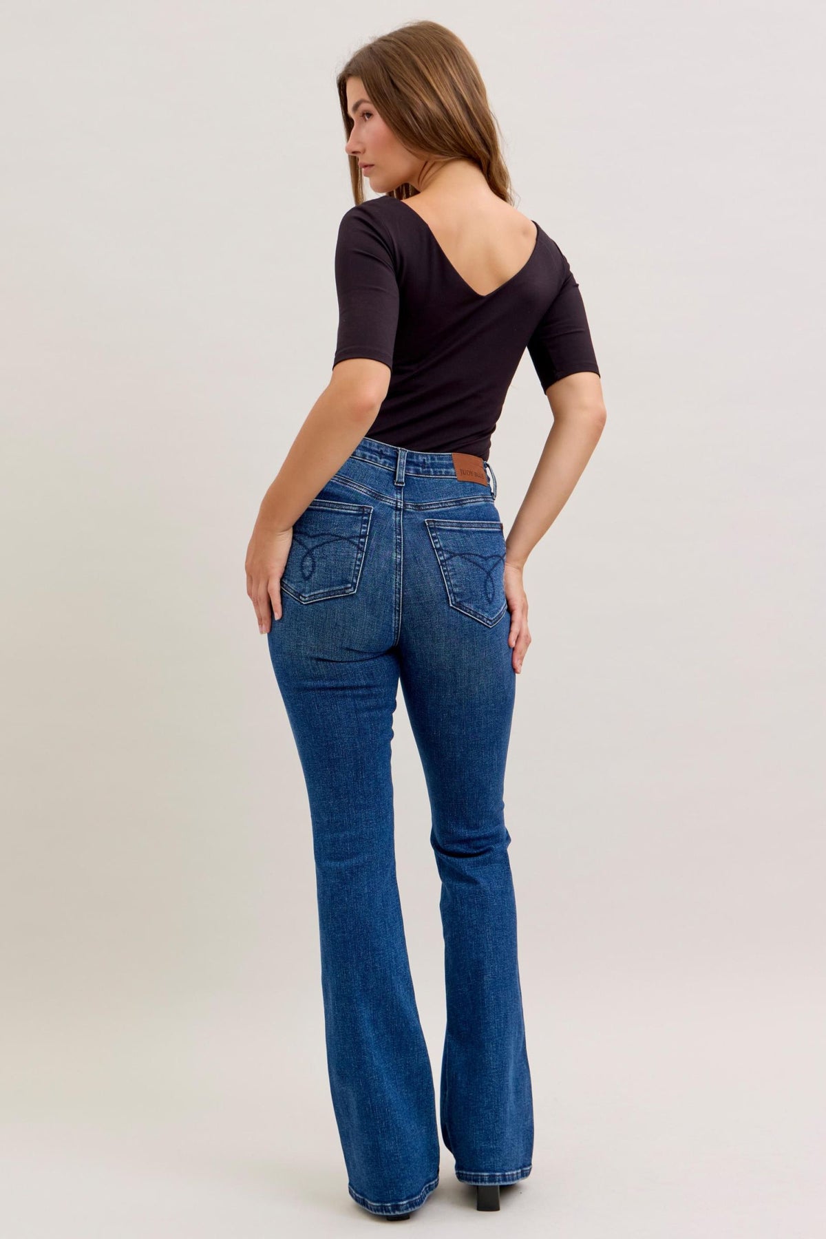 JUDY BLUE HIGH WAIST TUMMY CONTROL LONG BOOTCUT - DARK STONE