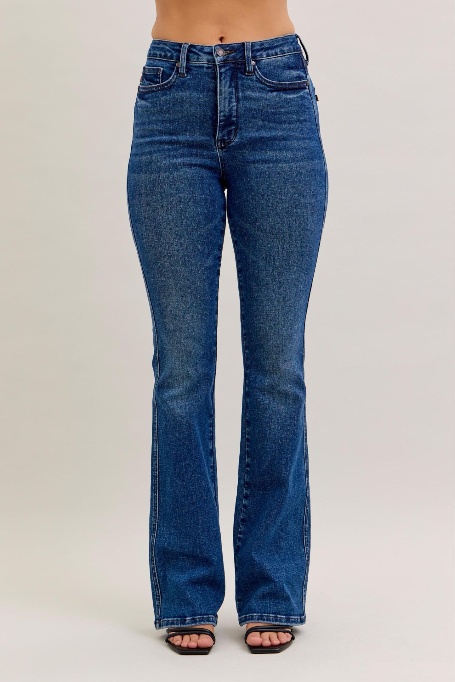 JUDY BLUE HIGH WAIST TUMMY CONTROL LONG BOOTCUT - DARK STONE