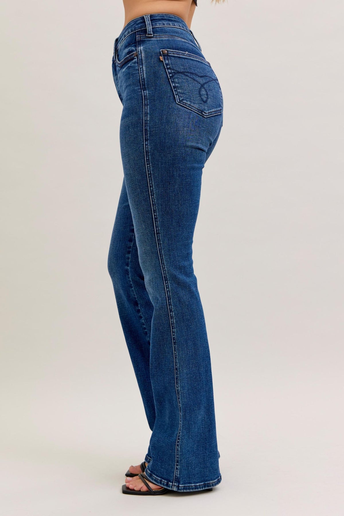 JUDY BLUE HIGH WAIST TUMMY CONTROL LONG BOOTCUT - DARK STONE