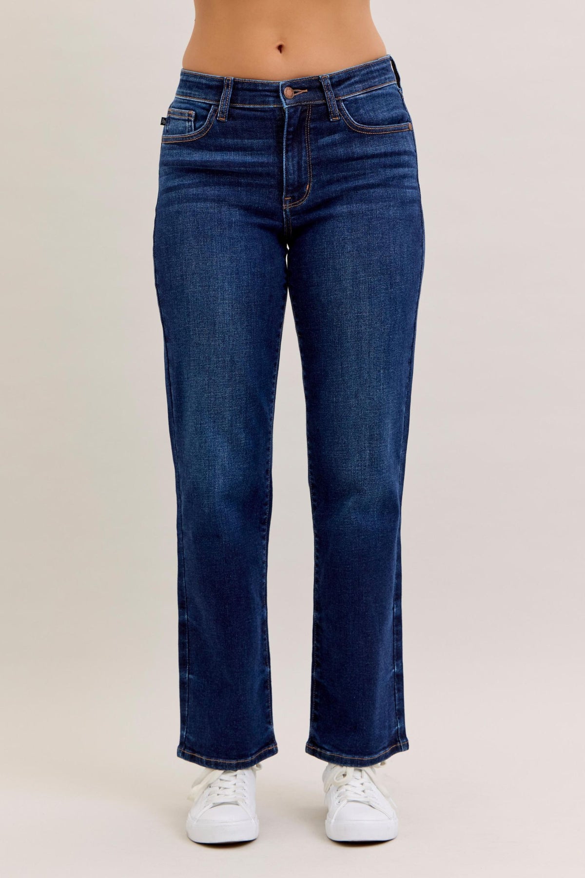 JUDY BLUE SHORT MID RISE STRAIGHT JEAN - DARK STONE