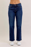 JUDY BLUE SHORT MID RISE STRAIGHT JEAN - DARK STONE
