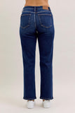 JUDY BLUE SHORT MID RISE STRAIGHT JEAN - DARK STONE