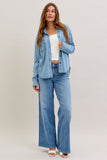JUDY BLUE DENIM LONG SLEEVE BUTTON UP TOP