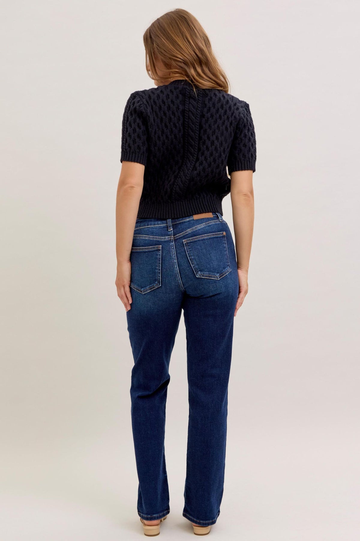 JUDY BLUE REGULAR MID RISE STRAIGHT JEAN - DARK STONE